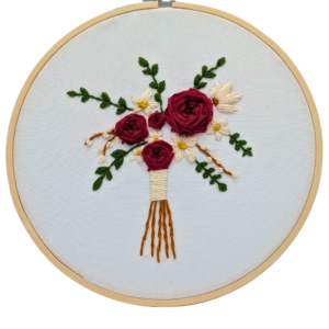 Cadre brodé Bouquet de roses